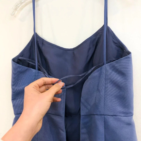 BHLDN Amsale Moe Strappy Dusk Blue Slim Mermaid Bridesmaids Formal Maxi Dress 6 - Picture 5 of 8